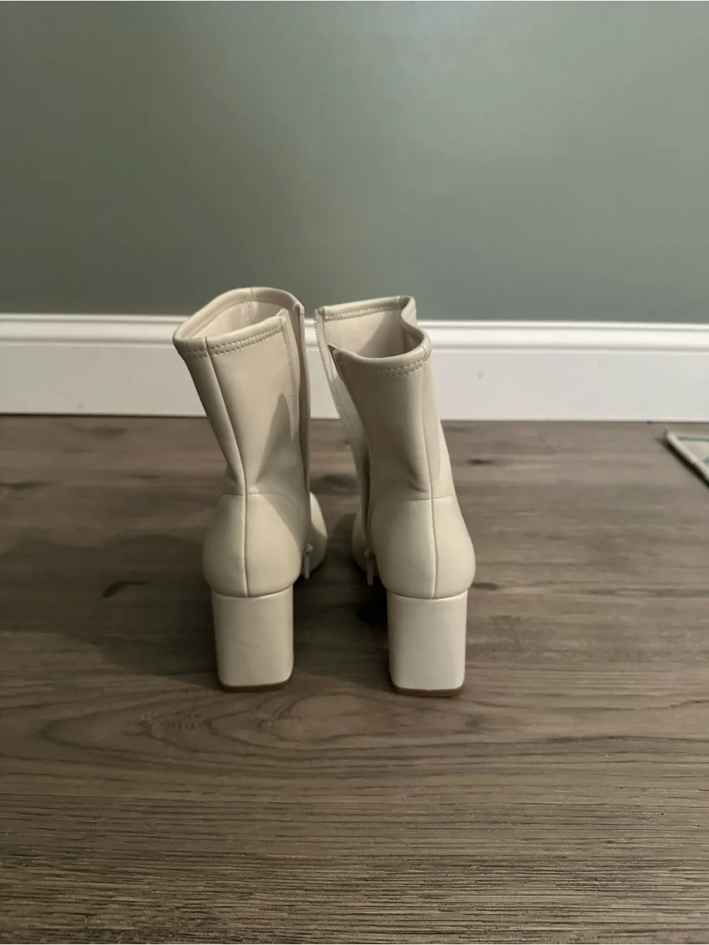 Target White Faux-Leather Square Toe Ankle Boots